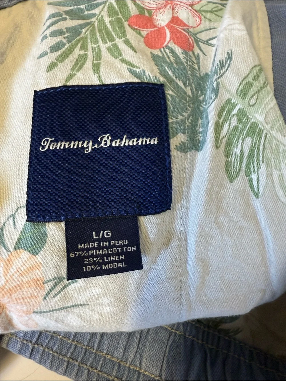 Tommy Bahama Slate Blue Flat-Front Men's Shorts Cotton Linen Blend Size Large - Picture 3 of 9